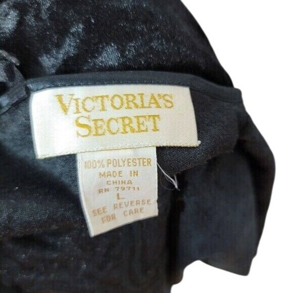 Victoria's Secret Velvet Teddy Black Large Beads Thong Bodysuit Gold Label VTG - Picture 7 of 7